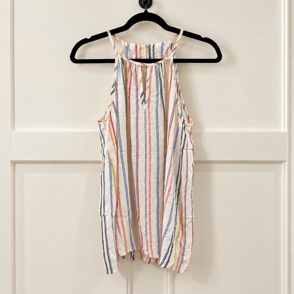 NWOT {Renee C} multicolor striped keyhole halter top, M